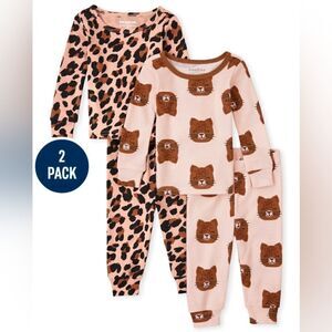 New The Children's Place Leopard Snug Fit 2 Pack Cotton Pajamas‎
